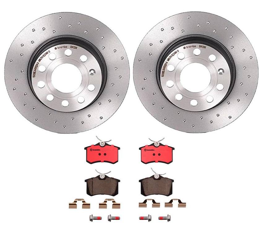 Audi VW Brakes Kit - Pads and Rotors Rear (272mm) (Xtra) (Ceramic) 8E0698451L - Brembo 3058185KIT